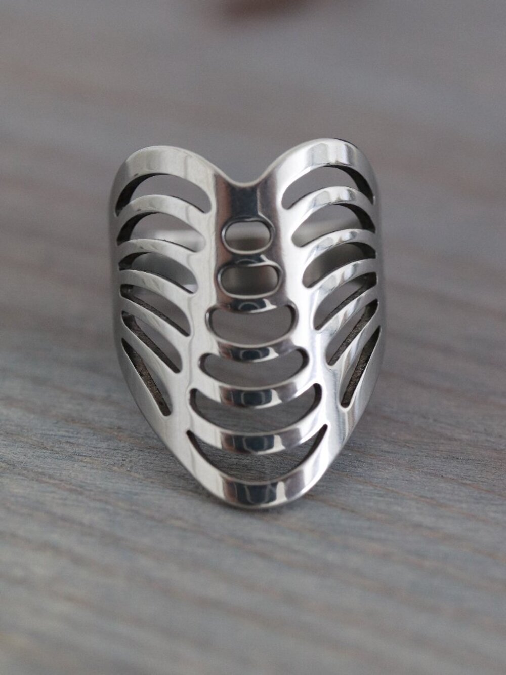 Monstera Style Big Fashion Ring Silver Stainless Steel